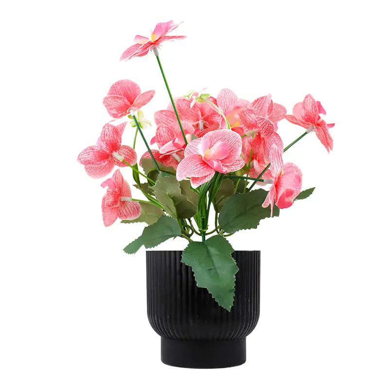 Maceta Con Flor Artificial, Color Coral, 25 Cm 2