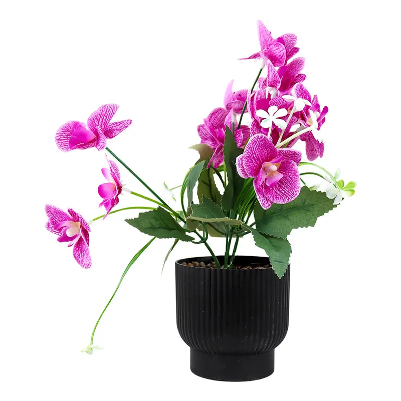 Maceta Con Flor Artificial, Color Morado, 25 Cm 2