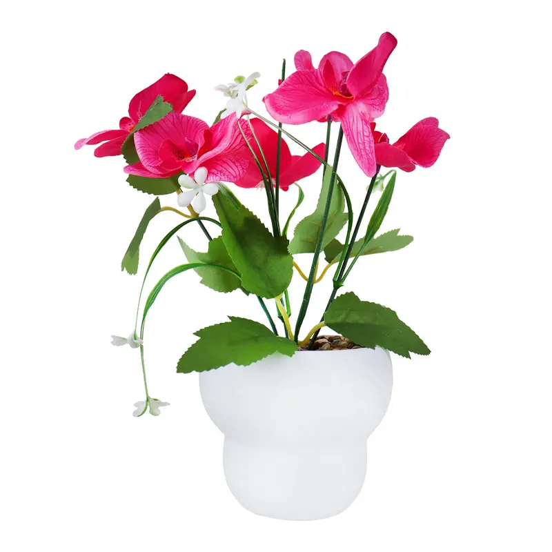 Maceta Con Orquídea Artificial, Color Fucsia 2