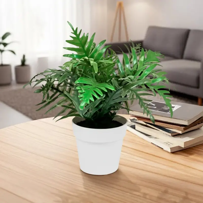 Maceta Con Planta Artificial, Color Blanco 2