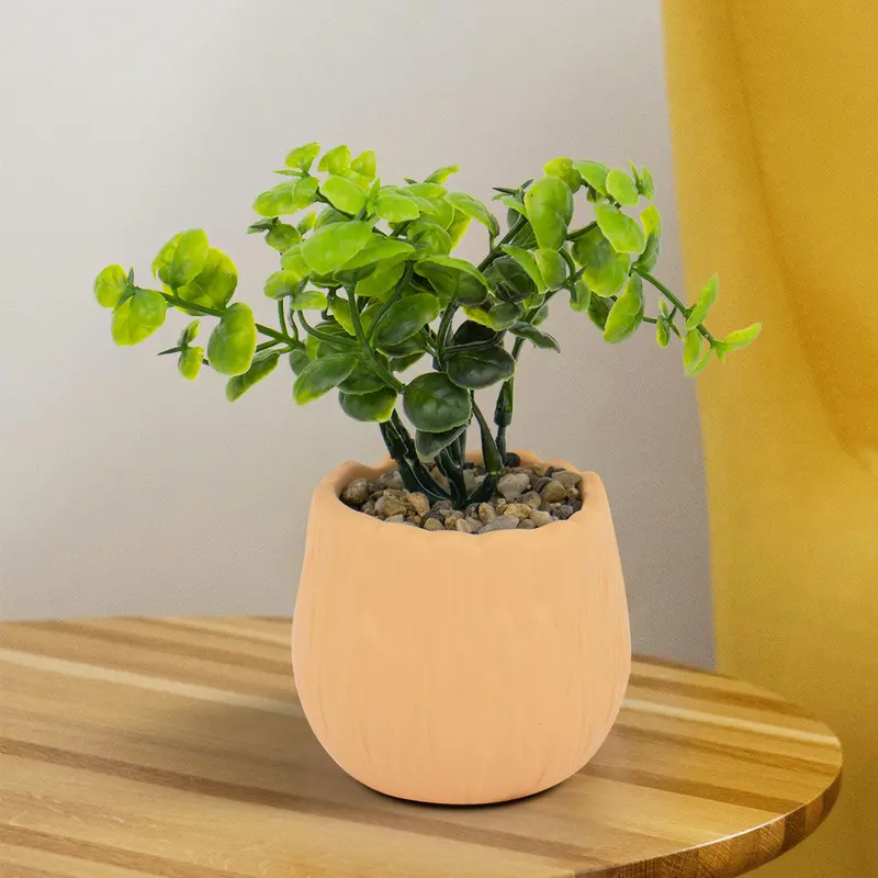 Maceta Con Planta Artificial Color Durazno 1