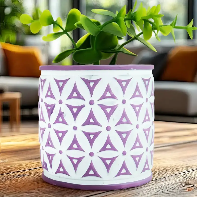 Maceta Con Planta Artificial, Diseño Color Morado 2