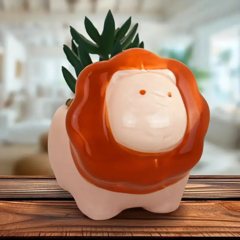 Maceta Con Planta Artificial, Diseño León 2
