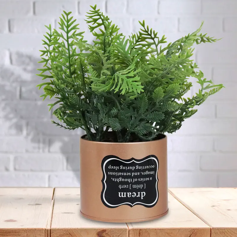 Maceta Con Planta Artificial, Frase Dream 1