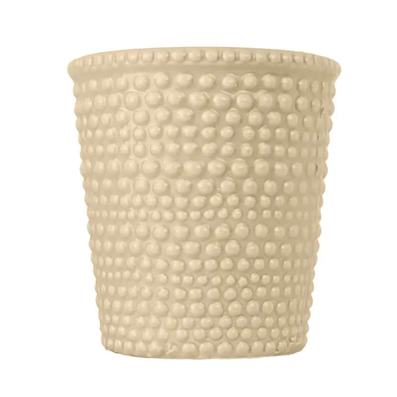 Maceta De Cerámica, Diseño Burbujas, Color Beige 2