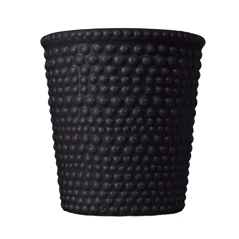 Maceta De Cerámica, Diseño Burbujas, Color Negro 2