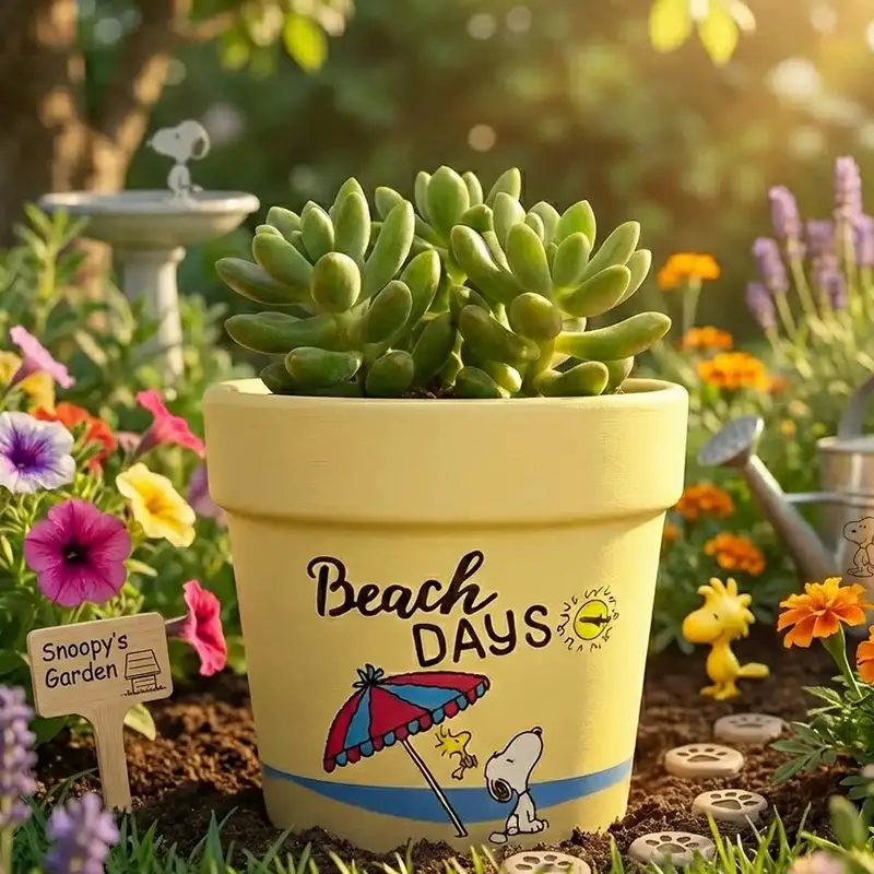Maceta De Cerámica, Peanuts. Beach Days 2