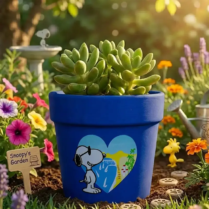Maceta De Cerámica, Peanuts. Color Azul Fuerte 2