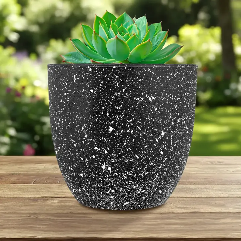 Maceta De Plástico, Diseño Puntos, Color Negro, 14X13 Cm 1