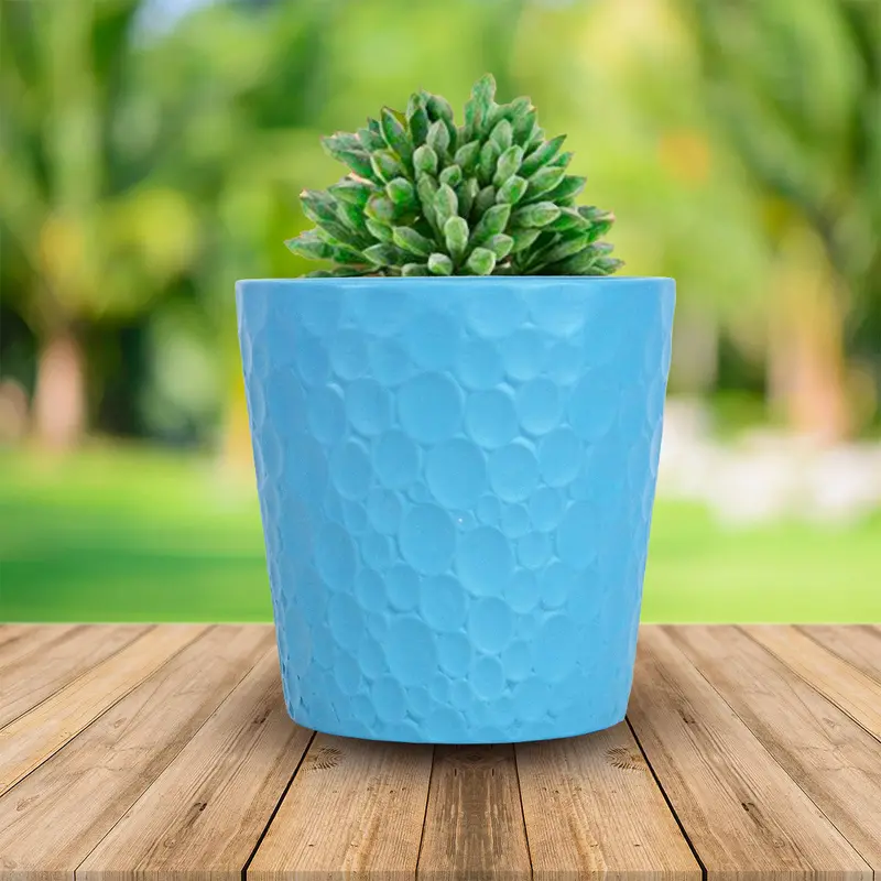 Maceta De Yeso Decorativa Azul 1