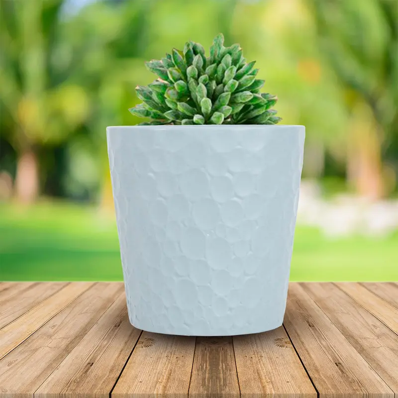 Maceta De Yeso Decorativa Gris 1