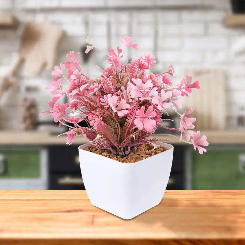 Maceta Decorativa Con Planta Artificial, Color Rosa 2