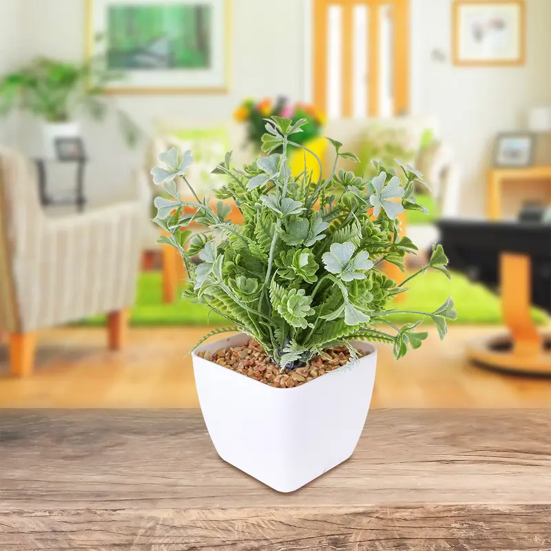 Maceta Decorativa Con Planta Artificial, Color Verde 2