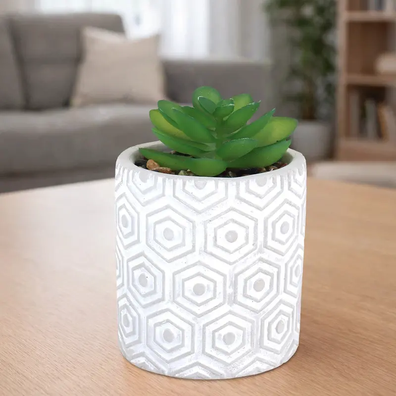 Maceta, Diseño Hexagonal, Color Gris 2