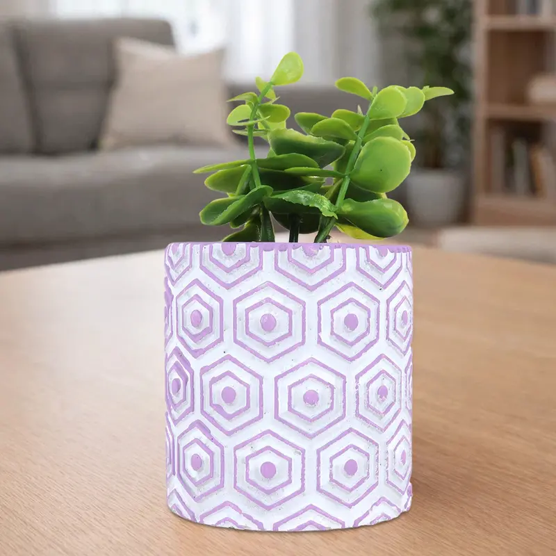 Maceta, Diseño Hexagonal, Color Morado 1