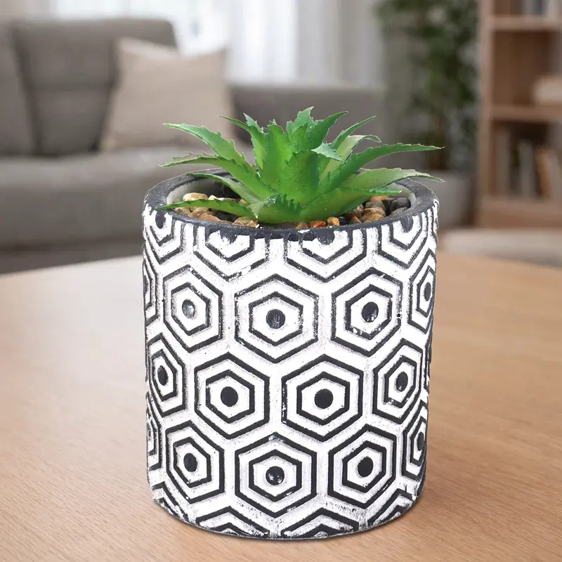 Maceta, Diseño Hexagonal, Color Negro 2