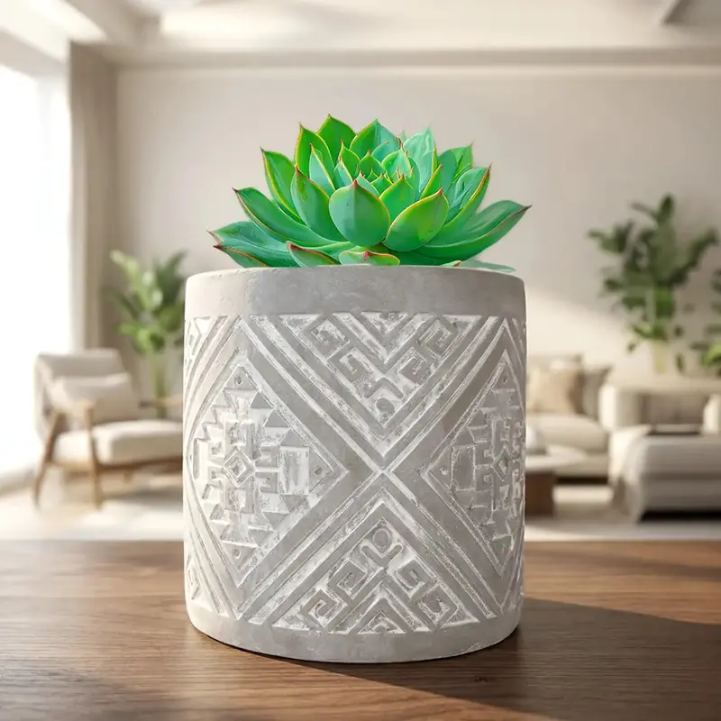 Maceta, Diseño Patrón, Color Gris 1