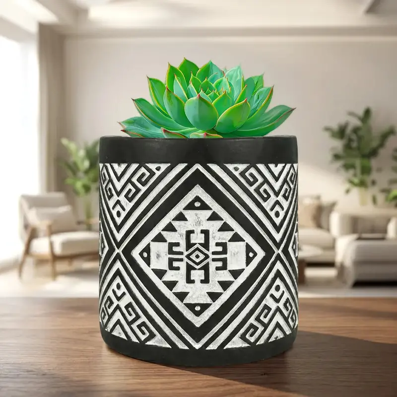 Maceta, Diseño Patrón, Color Negro 1