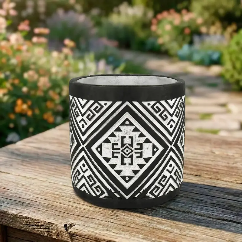 Maceta, Diseño Patrón, Color Negro 2