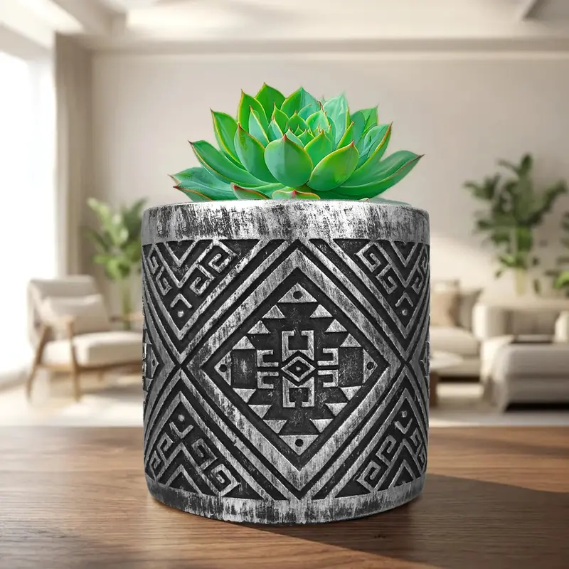 Maceta, Diseño Patrón, Color Plata 1
