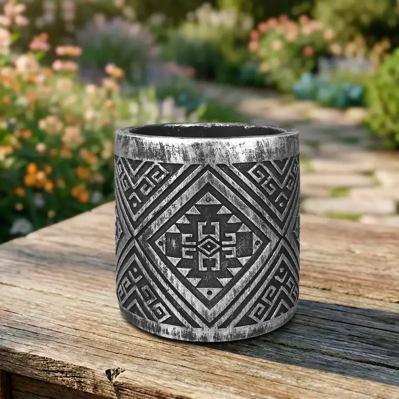Maceta, Diseño Patrón, Color Plata 2