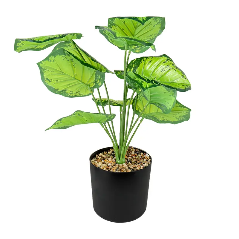 Maceta Negra Con Planta Verde Artificial 2