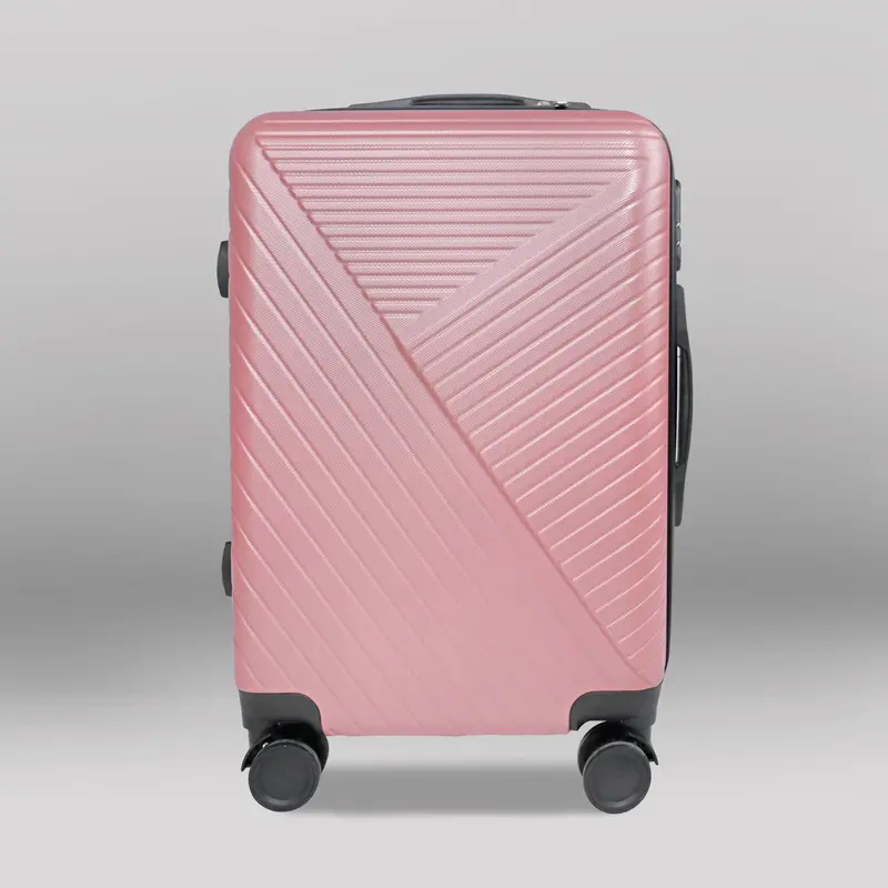 Maleta De Viaje Rayas, Color Rosa 37X23x55cm 1