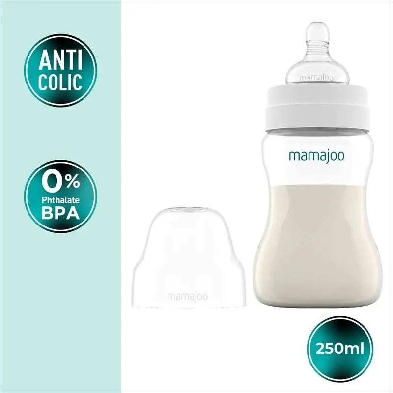 Mamajoo Anti-Colic Pp Baby Bottle Medium Flow 6+ Months 250Ml - Silver 2