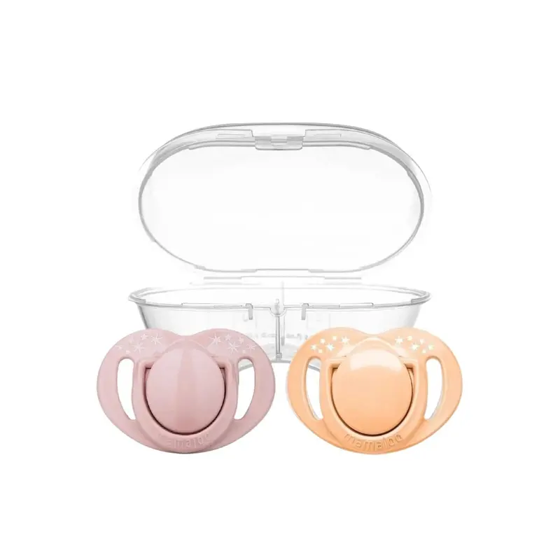 Mamajoo Orthodontic Soothers With Steriliser Box 12+ Months Pack Of 2 - Powder Pink & Blush 1