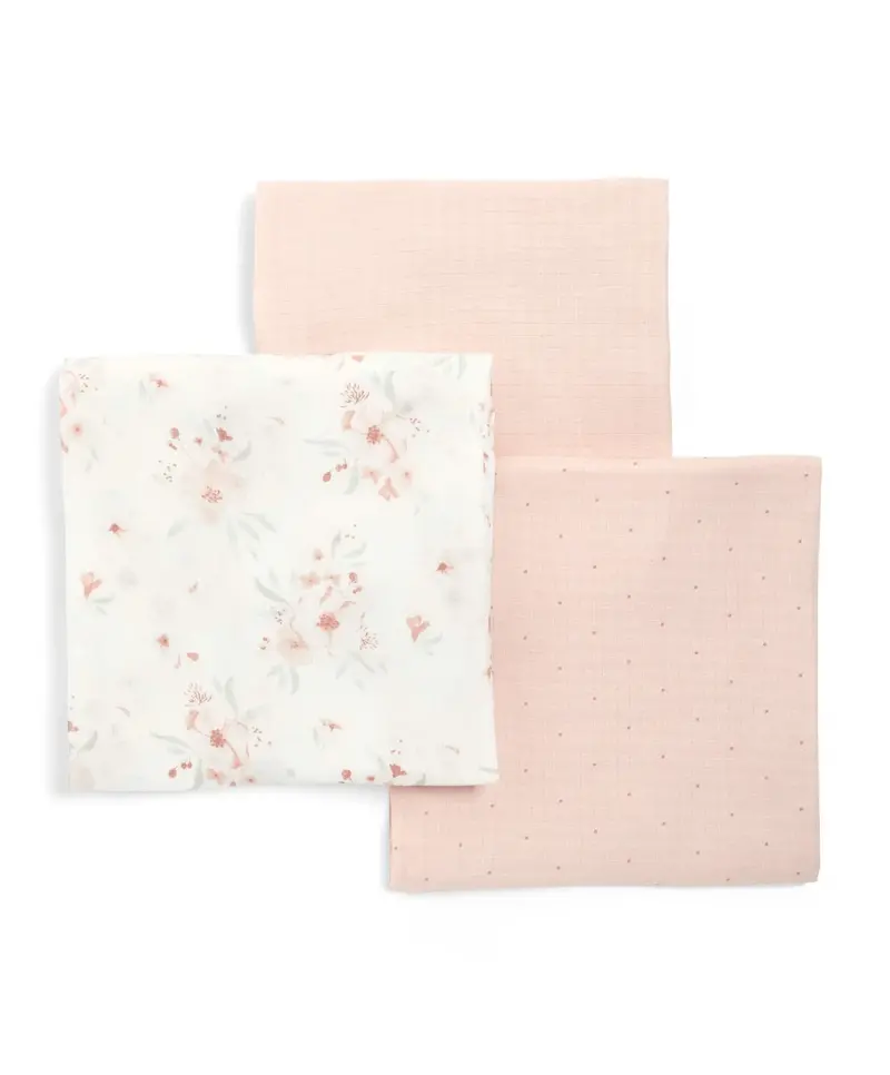 Mamas & Papas 3Pk Muslin Squares Large Floral 1