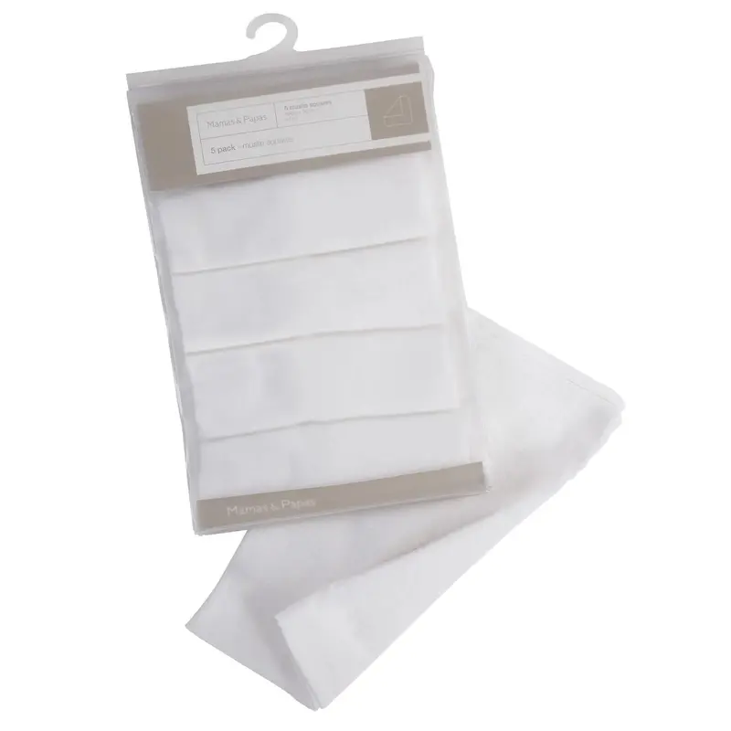 Mamas & Papas 5 Pack Of Muslin Squares In White 1