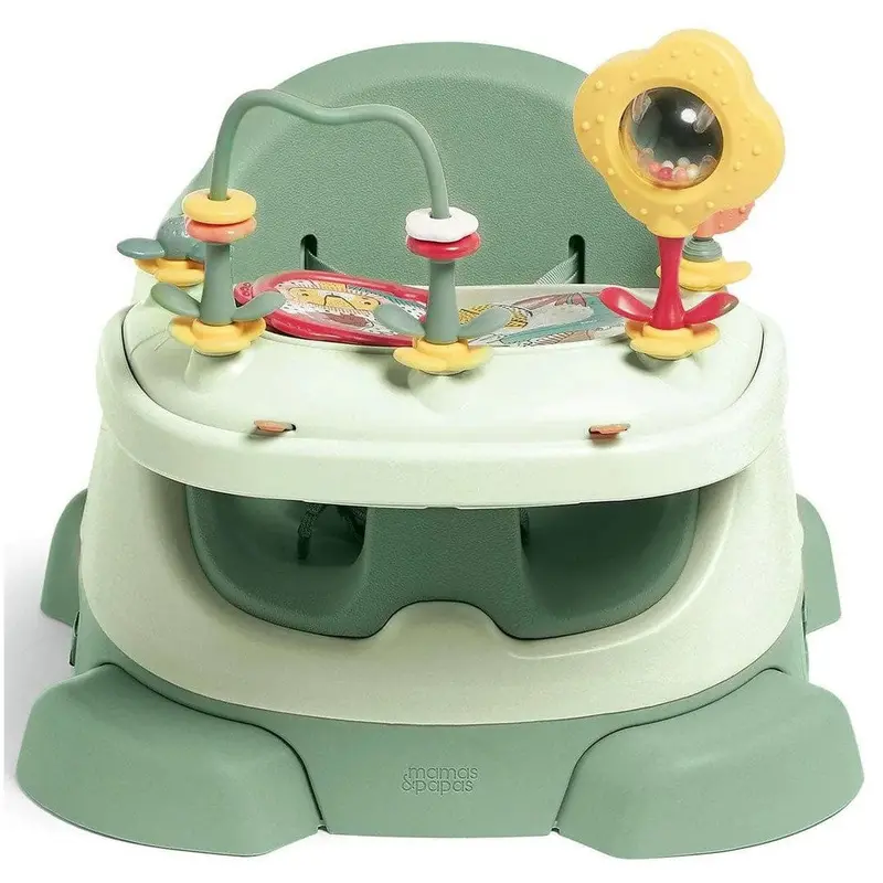 Mamas & Papas Bug 3-In-1 Floor & Booster Seat With Activity Tray In Eucalyptus 1