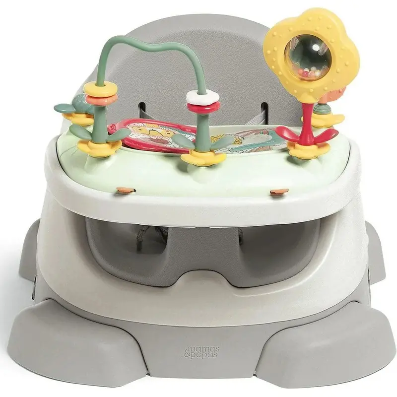 Mamas & Papas Bug 3-In-1 Floor & Booster Seat With Activity Tray In Pebble Grey 1