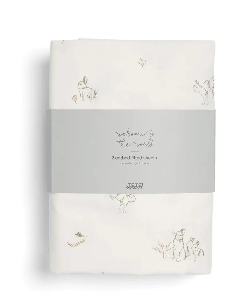 Mamas & Papas Fitted Cotbed Sheets In Bunny/Fox 1