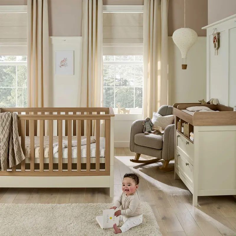 Mamas & Papas Harwell 2 Piece Cotbed & Dresser Roomset Cashmere 1