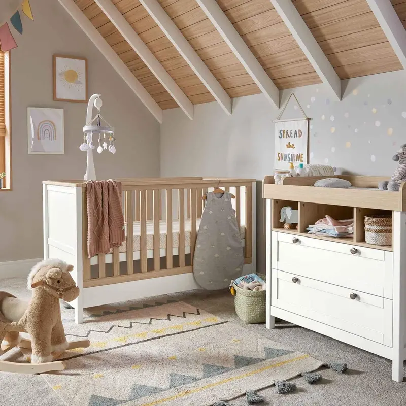 Mamas & Papas Harwell 2 Piece Cotbed & Dresser Roomset White/Natural 1