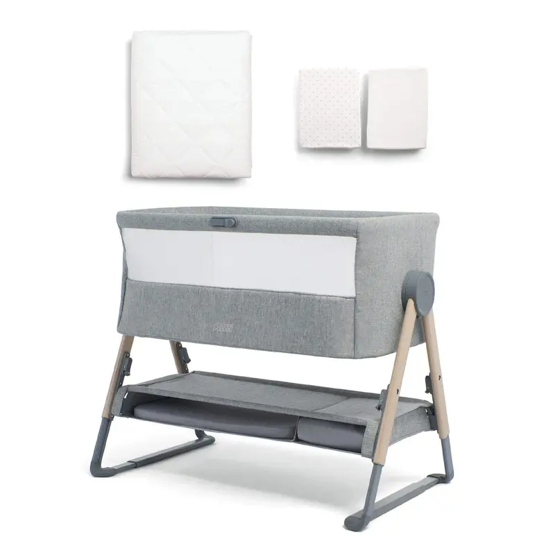 Mamas & Papas Lua Grey Bedside Crib Star/Stripe Bundle 1