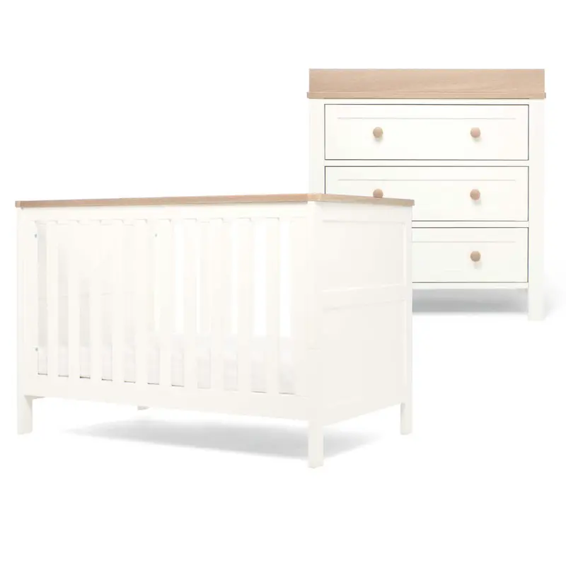 Mamas & Papas Wedmore 2 Piece Convertible Cot Set In White 1