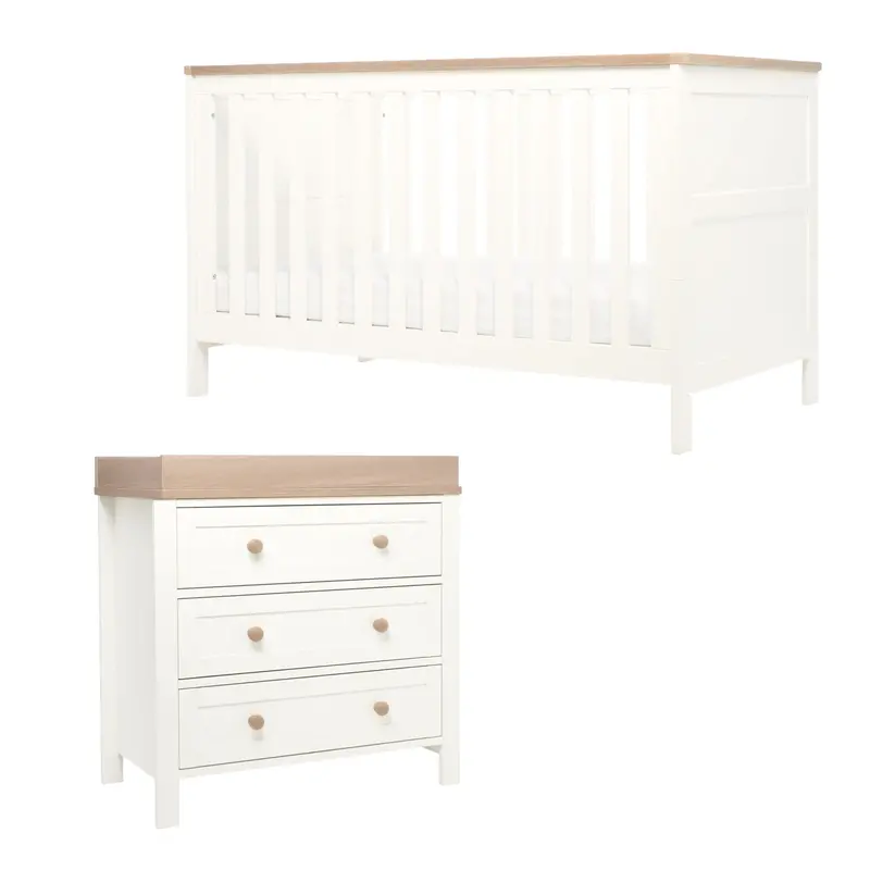 Mamas & Papas Wedmore 2 Piece Cotbed Set In White/Natural 1