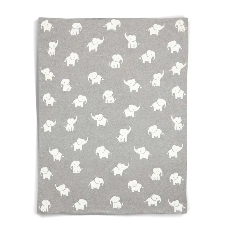Mamas & Papas Welcome To The World Knitted Elephant Blanket In Grey 1