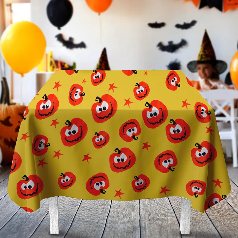 Mantel De Plástico Con Diseño De Calabaza Para Mesa 1