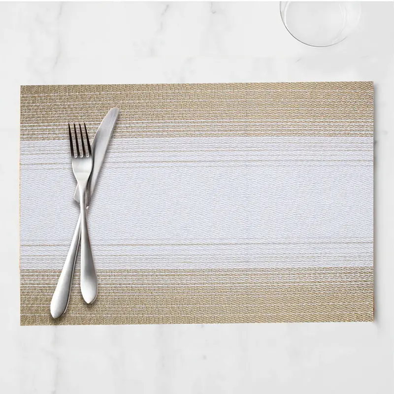 Mantel Individual Para Comer Color Oro Con Blanco 30X45cm 1