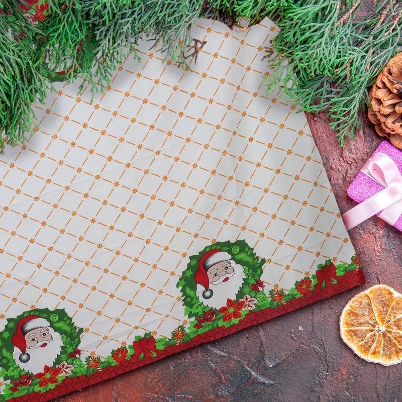 Mantel Navideño Con Diseño, Color Blanco, 2X1.5 M 2