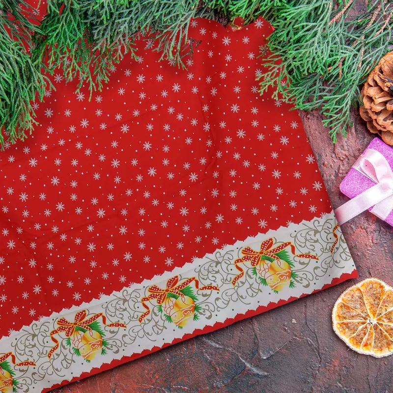 Mantel Navideño, Diseño Copos De Nieve, 2X1.5 M 2