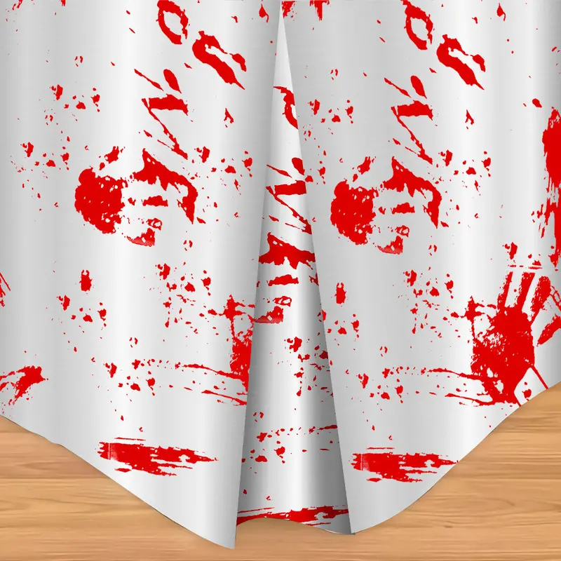 Mantel, Plástico, Color Blanco Con Simulación De Sangre 1
