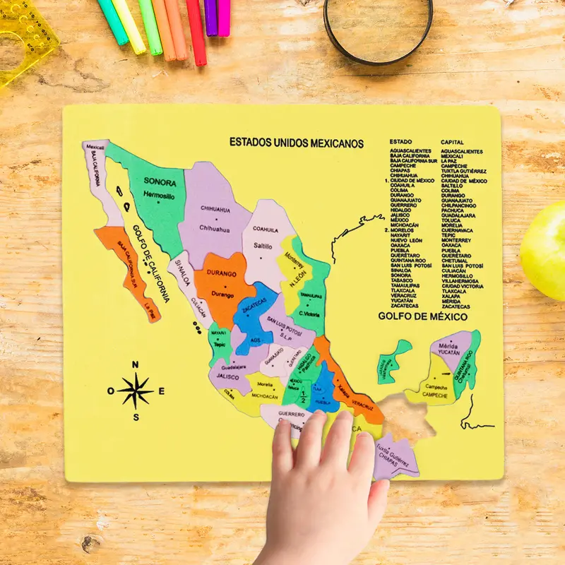 Mapa Didáctico De Foamy De Los Estados Unidos Mexicanos, Color Amarillo 1