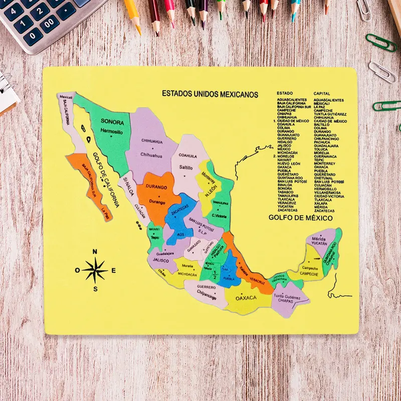 Mapa Didáctico De Foamy De Los Estados Unidos Mexicanos, Color Amarillo 2
