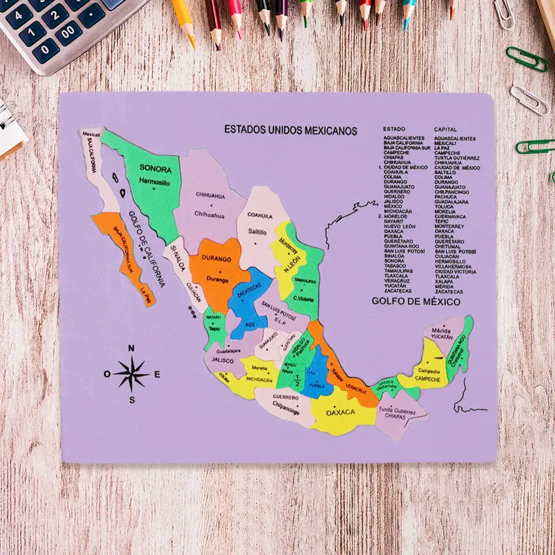 Mapa Didáctico De Foamy De Los Estados Unidos Mexicanos, Color Lila 2