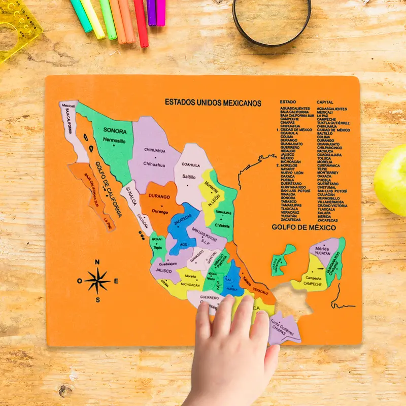 Mapa Didáctico De Foamy De Los Estados Unidos Mexicanos, Color Naranja 1
