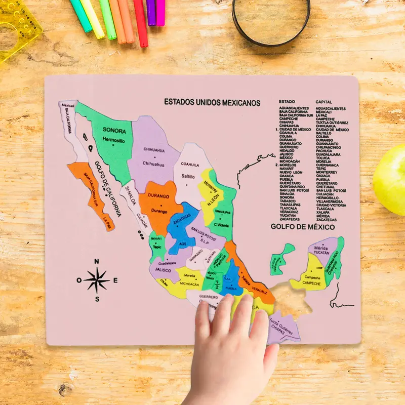 Mapa Didáctico De Foamy De Los Estados Unidos Mexicanos, Color Rosa 1